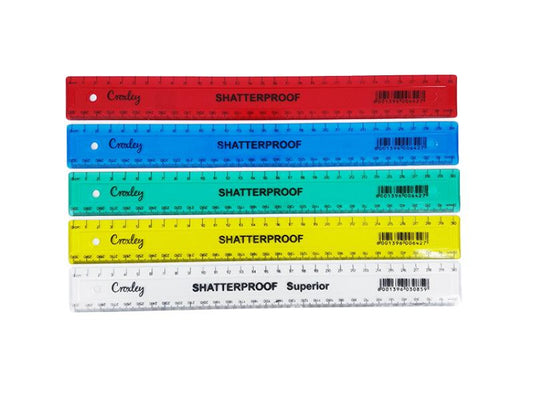 Croxley Ruler 30cm Assorted Neon Colors Shatterproof