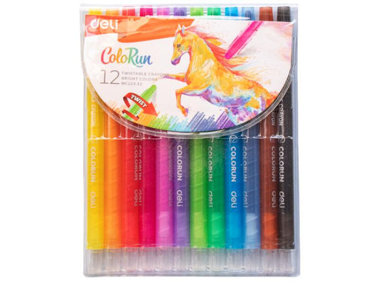 Colorun Twistable Crayon Round Barrel Full Length 12 Colours