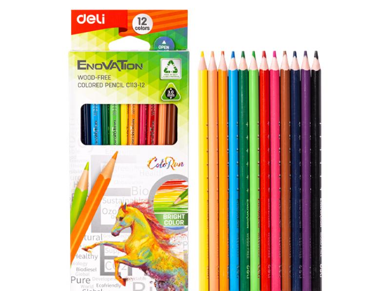 Enovation Coloured Pencils 12 Colours Full Length - The Inky Shop