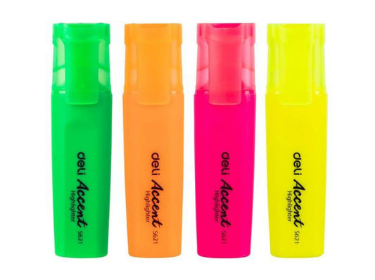 Delight Bright Highlighter Chisel Tip Pink,Yellow,Green,Orange Wallet 4pcs