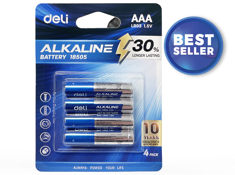 Deli Alkaline Battery AAA 1.5V 4pcs - The Inky Shop