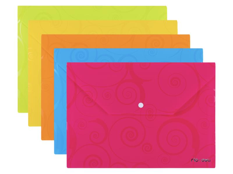 Rio Carry Folder 180 Micron with Press Stud Transparent A4 Asst. Colours - The Inky Shop