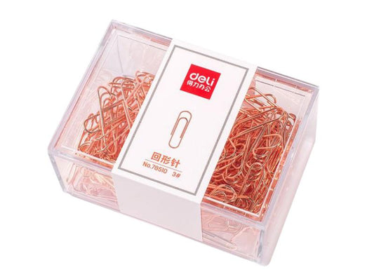 Deli Paper Clip Rose Gold 29mm Transparent Holder 160pcs