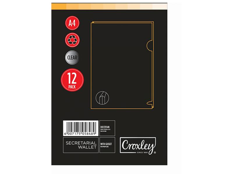 Croxley Document Wallet with Gusset - A4 (Clear) - Single - The Inky Shop