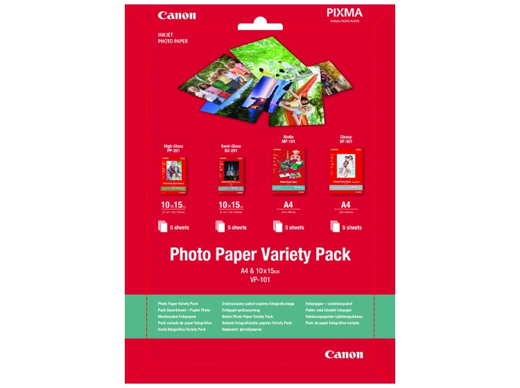 Canon Photo Paper Variety Pack Inkjet A4 & 10x15cm  - 20 Sheets - The Inky Shop