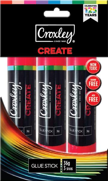 Croxley Create Glue Stick 36g Flow Bag - 3pcs