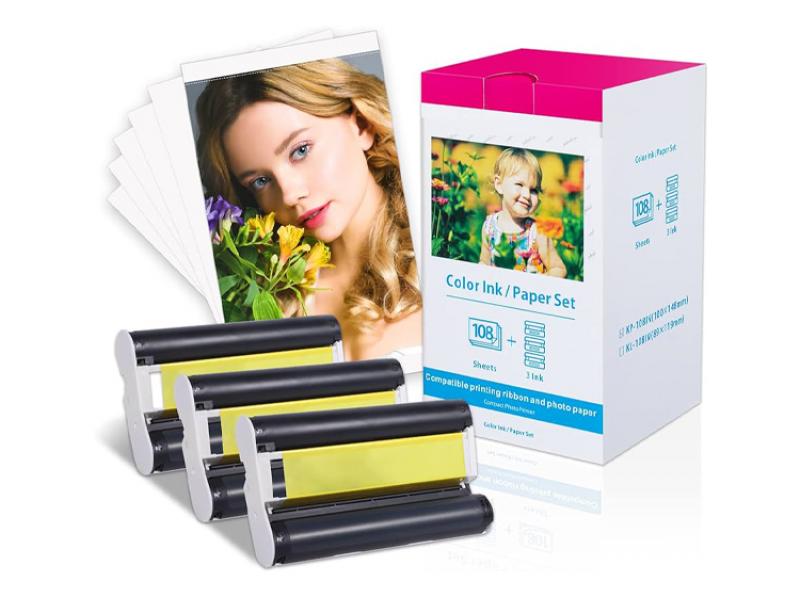 Compatible Canon Selphy Colour Ink & Paper Set Postcard Size (100x148mm) KP108 108 prints