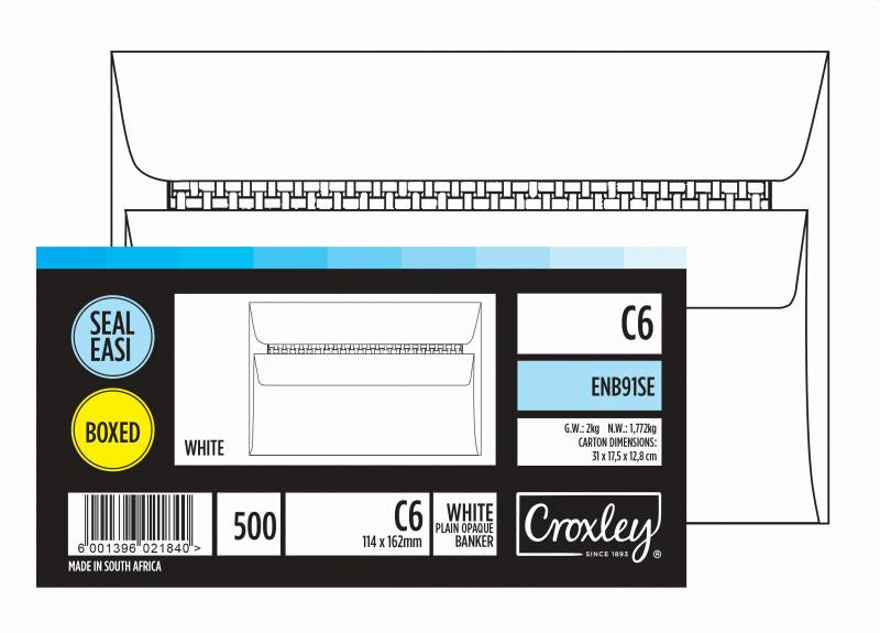 Croxley Envelope C6 (114x162mm) White Seal Easi - 500pcs