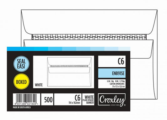 Croxley Envelope C6 (114x162mm) White Seal Easi - 500pcs