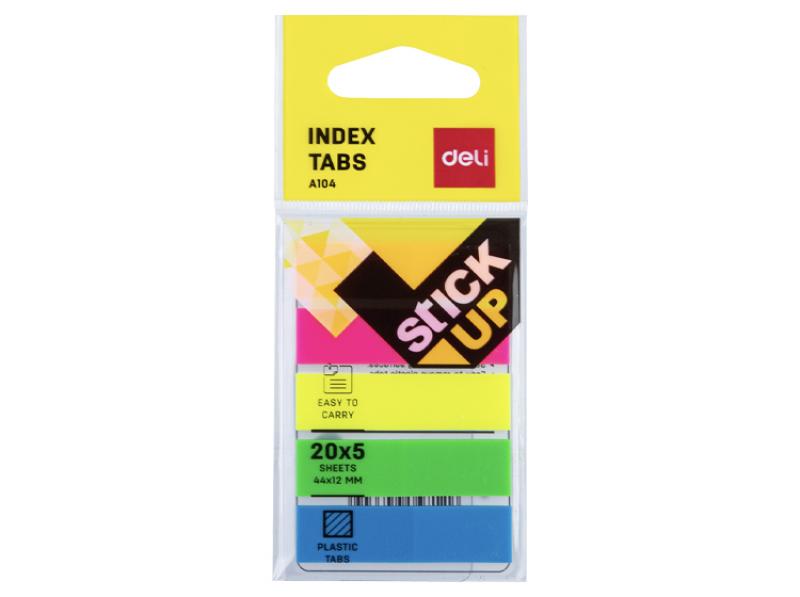 Stick Up Index Tabs 44×12mm PP Tab Asst. Colours