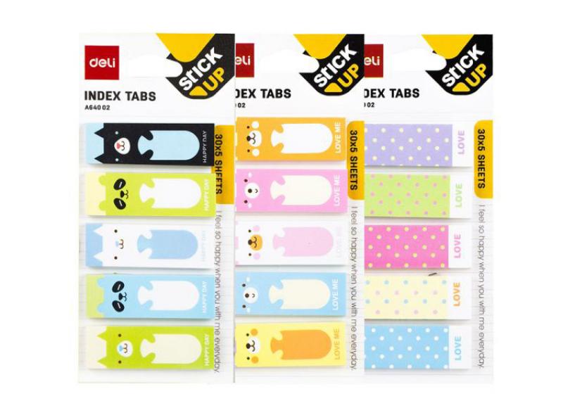 Stick Up Index Tabs 45×15mm Paper Tab 3 Patterns - Asst. Characters