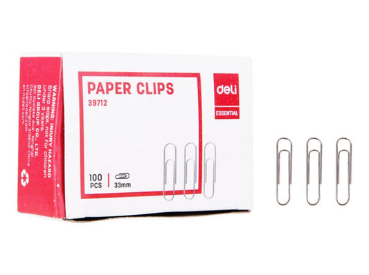 Deli Paper Clips #4, 33mm Silver 100pcs