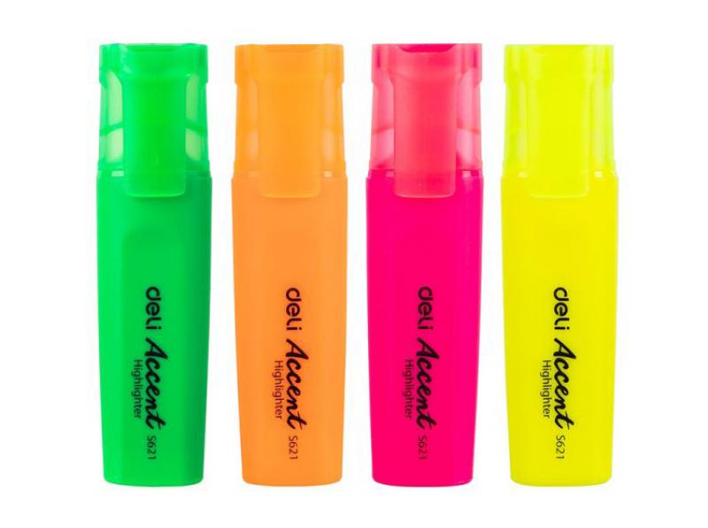 Delight Bright Highlighter Chisel Tip Pink,Yellow,Green,Orange Wallet 4pcs