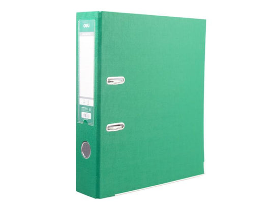 Deli Lever Arch File A4 76mm Half Coated Rado Lock & Metal Protective Rail Green