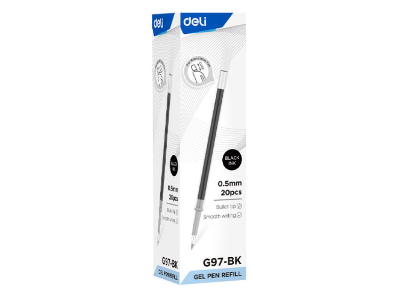 Deli Arrix Gel Pen Refill Bullet Tip: 0.5mm Black (EG08)