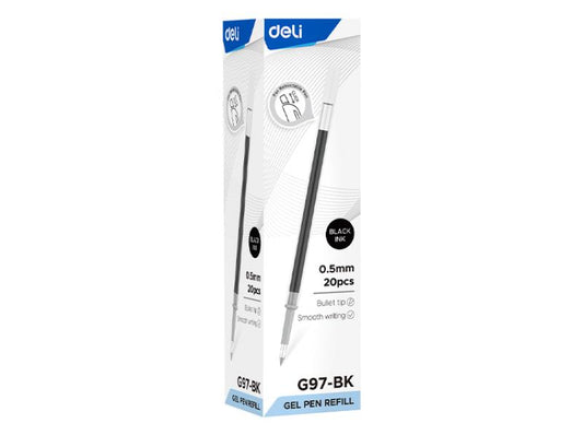 Deli Arrix Gel Pen Refill Bullet Tip: 0.5mm Black (EG08)