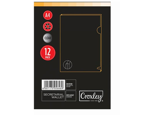 Croxley Document Wallet with Gusset - A4 (Clear) - Single