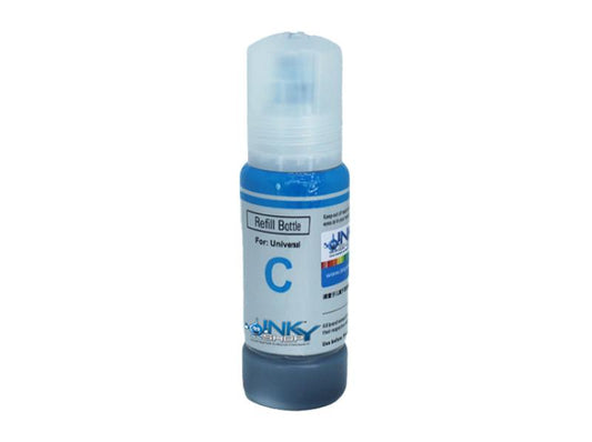 Universal Cyan Ink Bottle for Brother BT5000, Canon GI-490, Epson T664 & HP GT52 Printers - The Inky Shop
