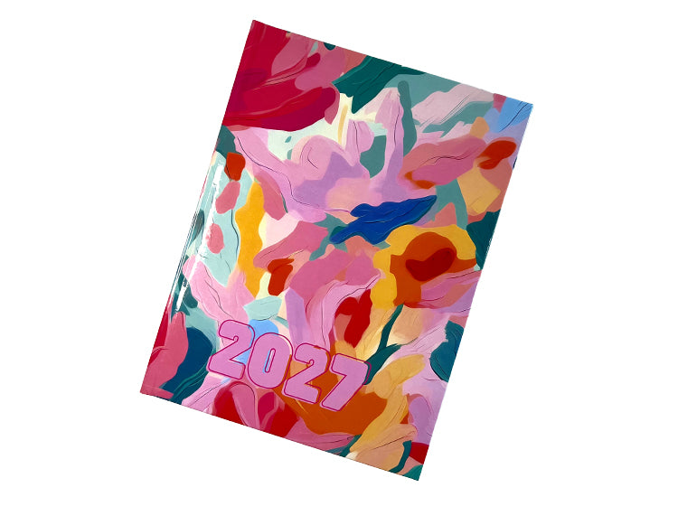 Urban Nomad 2027 A4 page-a-day hardcover diary featuring a painterly, colourful floral  pattern