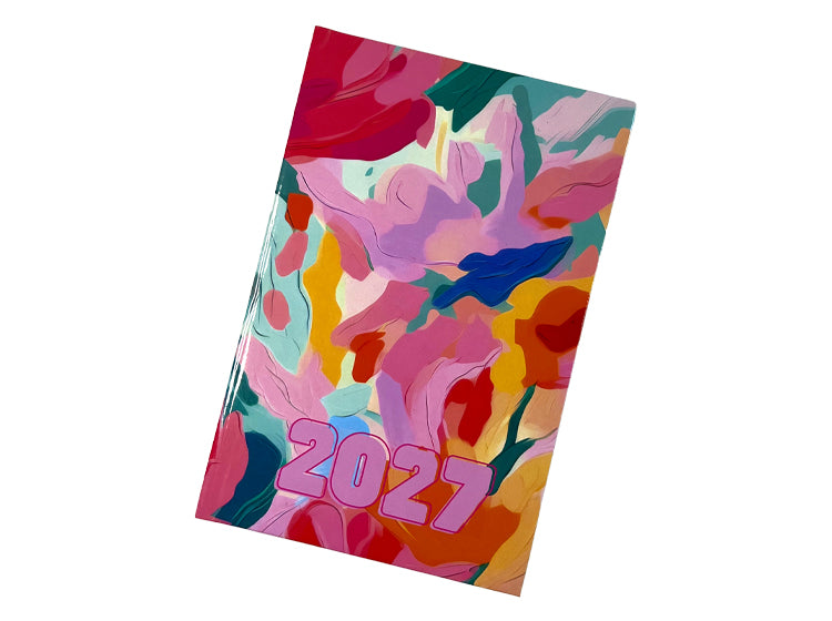 Urban Nomad 2027 A5 page-a-day hardcover diary with bright painterly abstract floral cover design