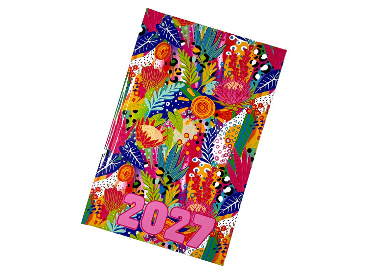 Urban Nomad 2027 A5 page-a-day hardcover diary with protea jungle cover design