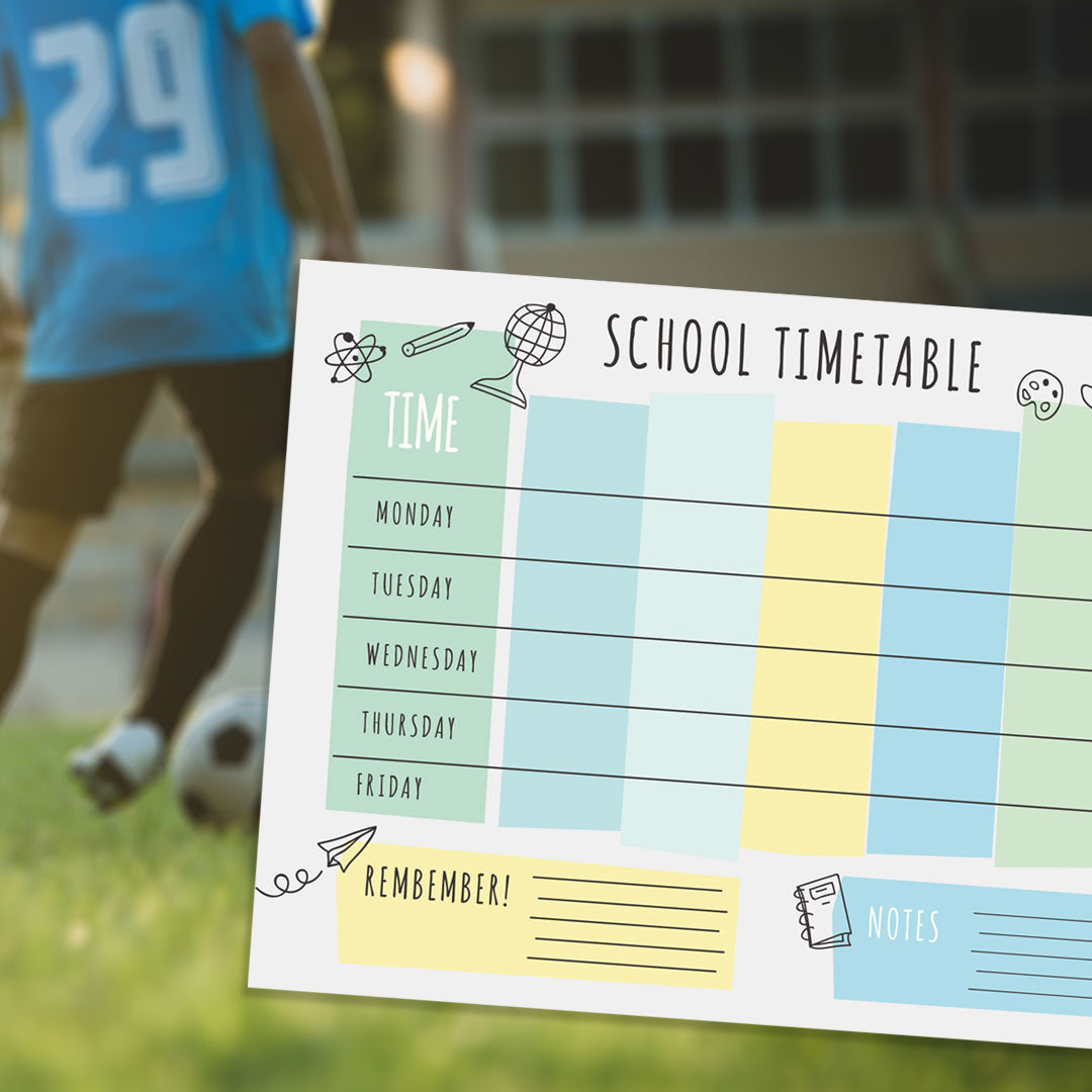 School Timetable Cool Colours