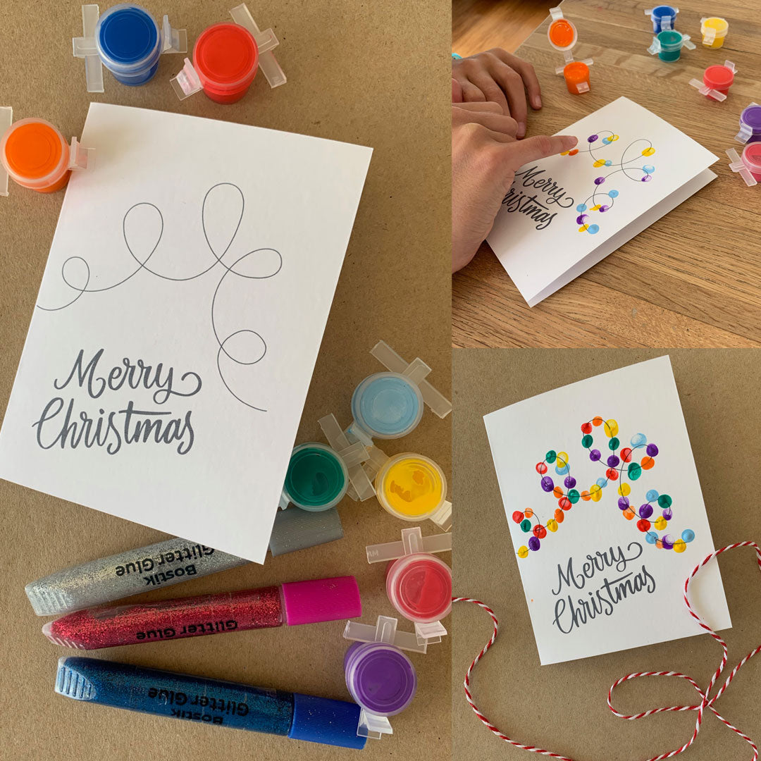 Christmas Cards Template - Reindeer & String Lights